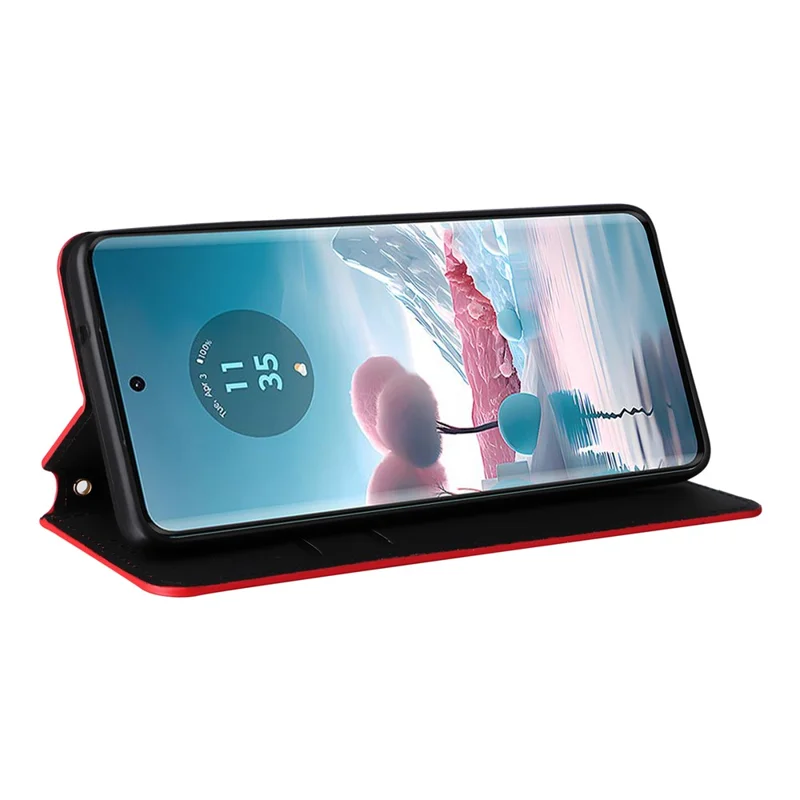 For Motorola Edge 40 Neo 5G Cover Imprinted Wallet Leather Stand Phone Case - Red