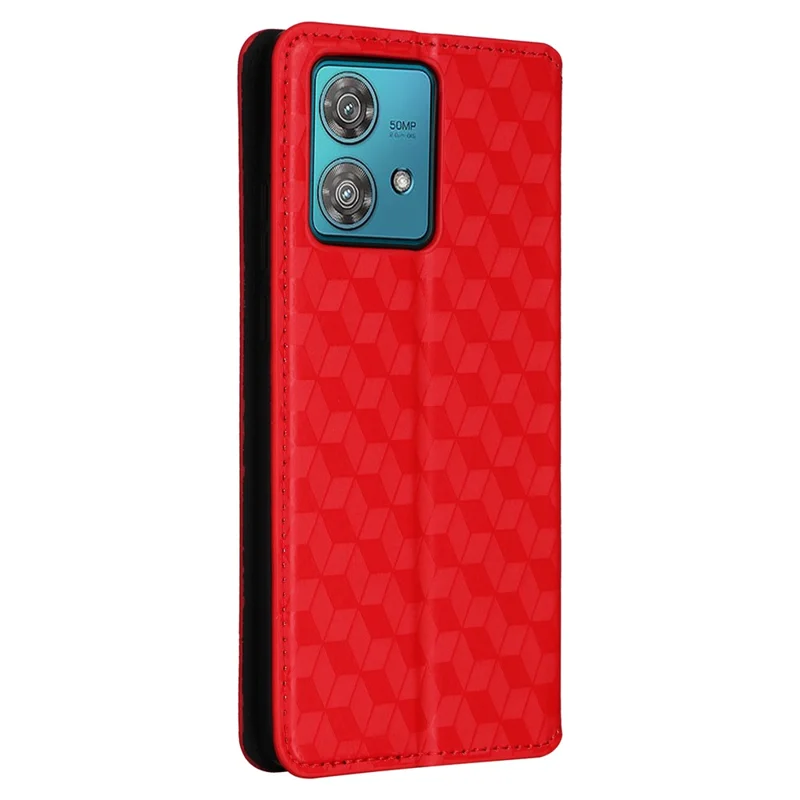 For Motorola Edge 40 Neo 5G Cover Imprinted Wallet Leather Stand Phone Case - Red