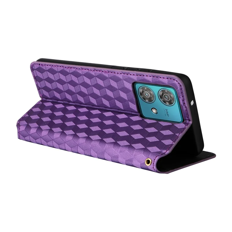 For Motorola Edge 40 Neo 5G Cover Imprinted Wallet Leather Stand Phone Case - Purple