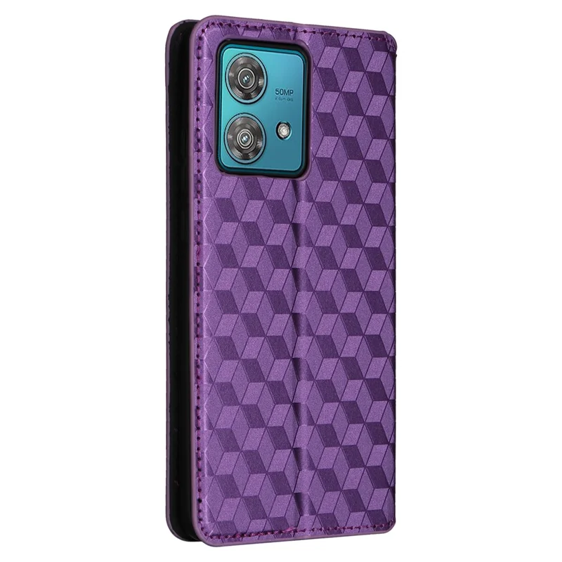 For Motorola Edge 40 Neo 5G Cover Imprinted Wallet Leather Stand Phone Case - Purple