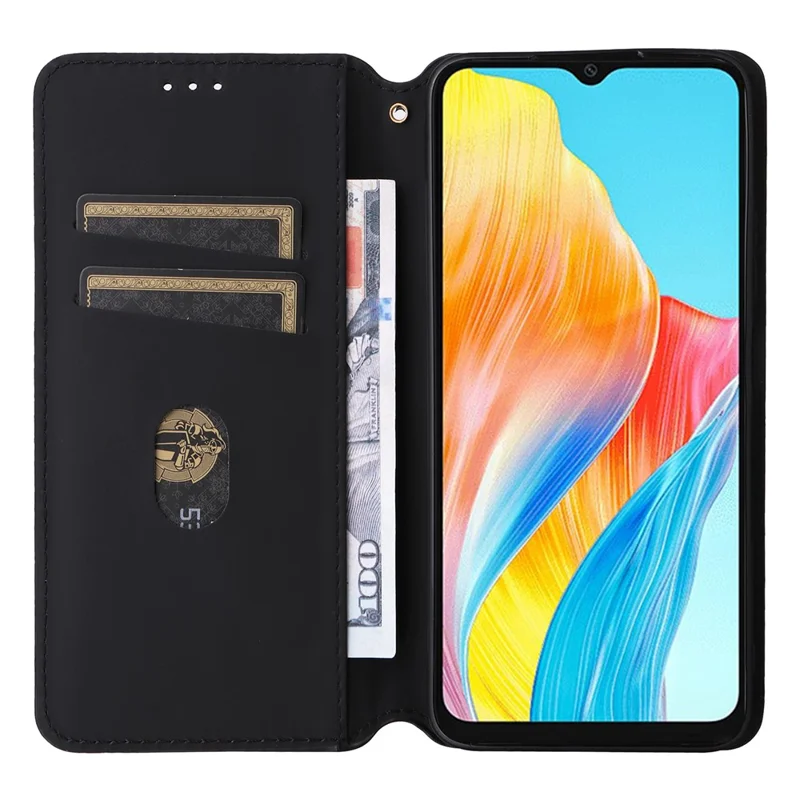 For Oppo A18 4G / A38 4G Case Magnetic Closing PU Leather Wallet Phone Cover - Silver