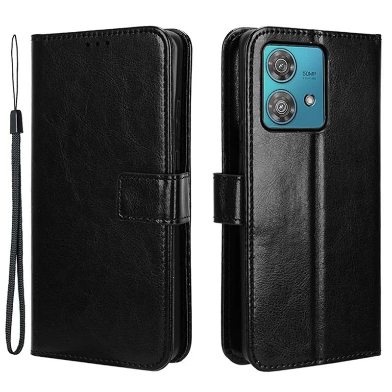 Para Motorola Edge 40 Neo 5G Case Full Protection Wallet Phone Leather Cover - Preto