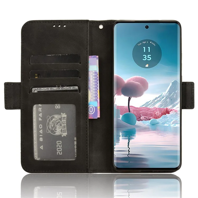 For Motorola Edge 40 Neo 5G Case Multiple Card Slots Wallet Phone Cover - Black