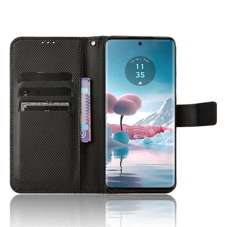 For Motorola Edge 40 Neo 5G Case Anti-drop PU Leather Wallet Phone Cover - Black