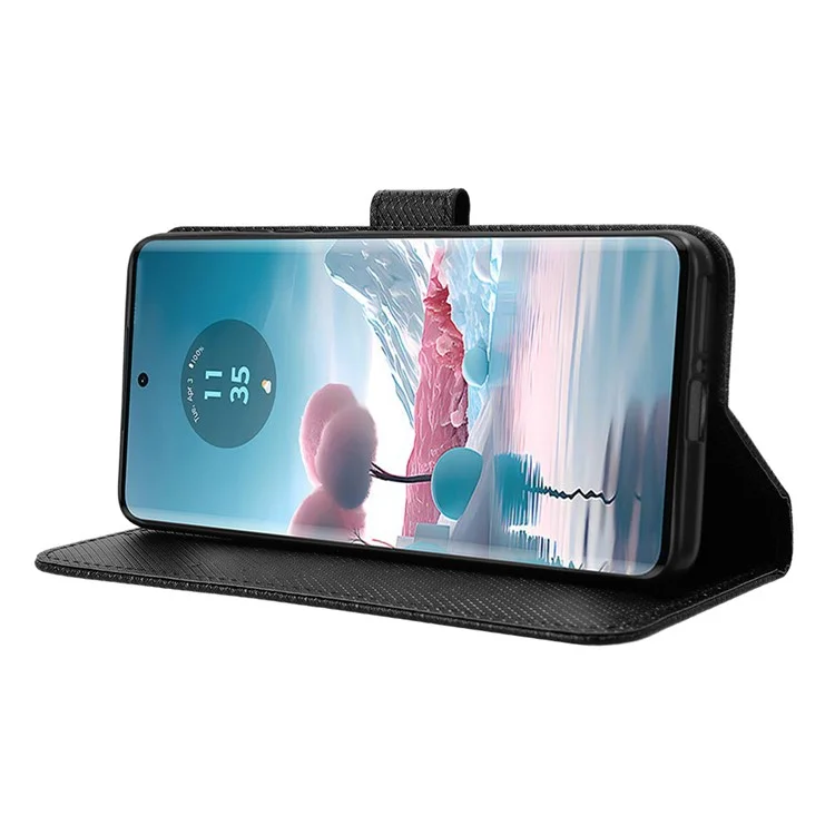 For Motorola Edge 40 Neo 5G Case Anti-drop PU Leather Wallet Phone Cover - Black
