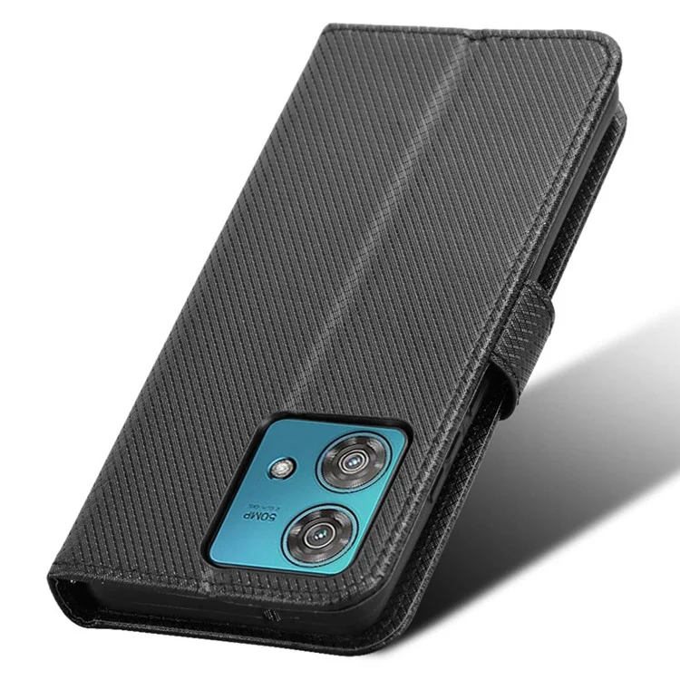 For Motorola Edge 40 Neo 5G Case Anti-drop PU Leather Wallet Phone Cover - Black