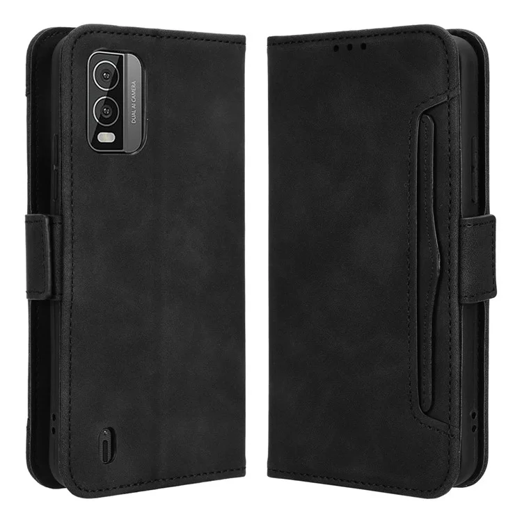 For Nokia C210 Case Multiple Card Slots PU Leather Wallet Phone Cover - Black