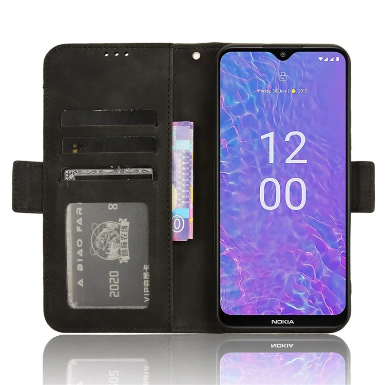 For Nokia C210 Case Multiple Card Slots PU Leather Wallet Phone Cover - Black