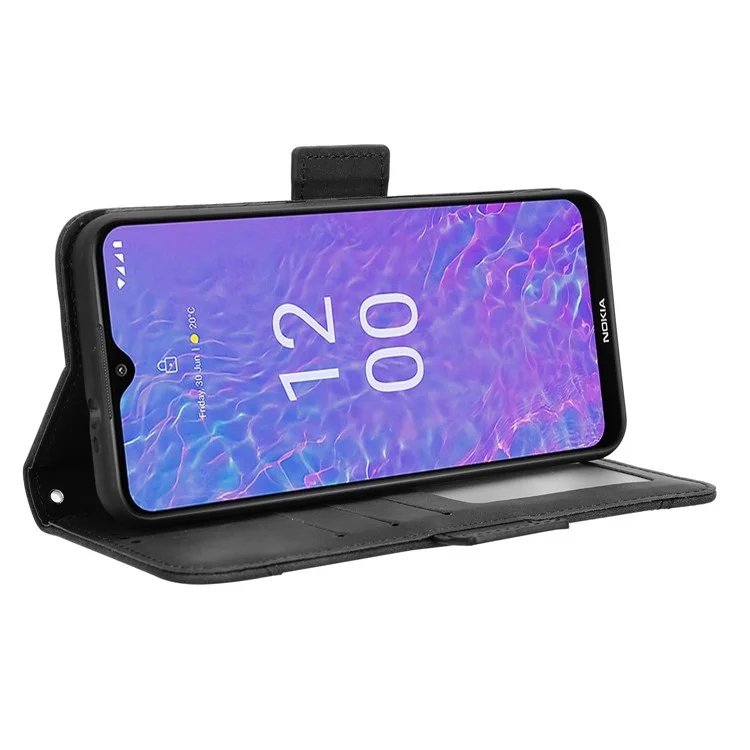 For Nokia C210 Case Multiple Card Slots PU Leather Wallet Phone Cover - Black