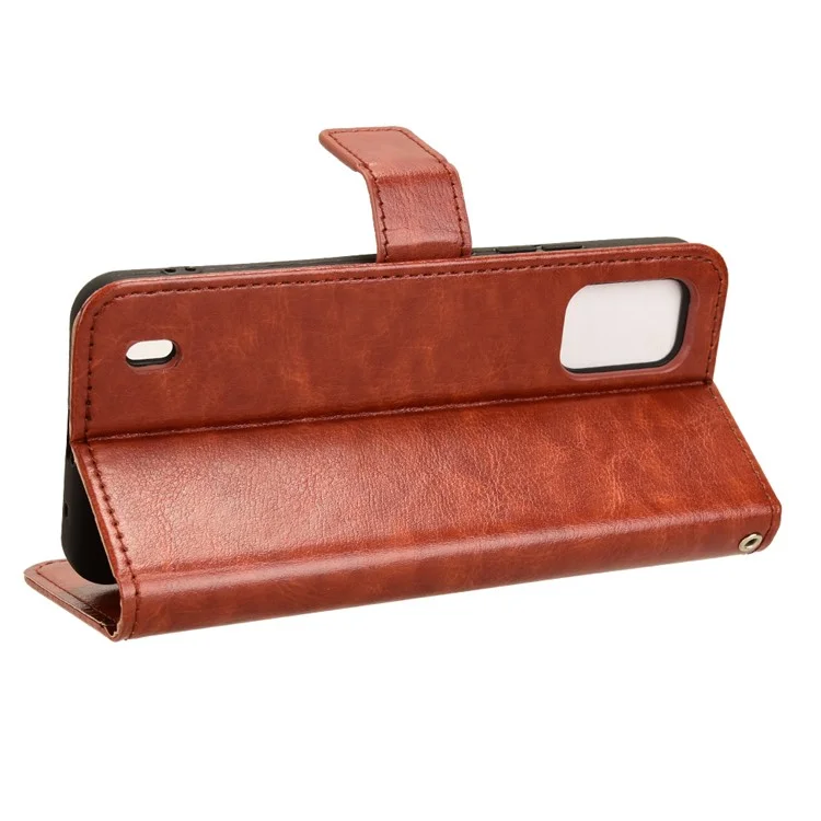 For Nokia C210 Leather Case Crazy Horse Texture Phone Wallet Cover - Brown