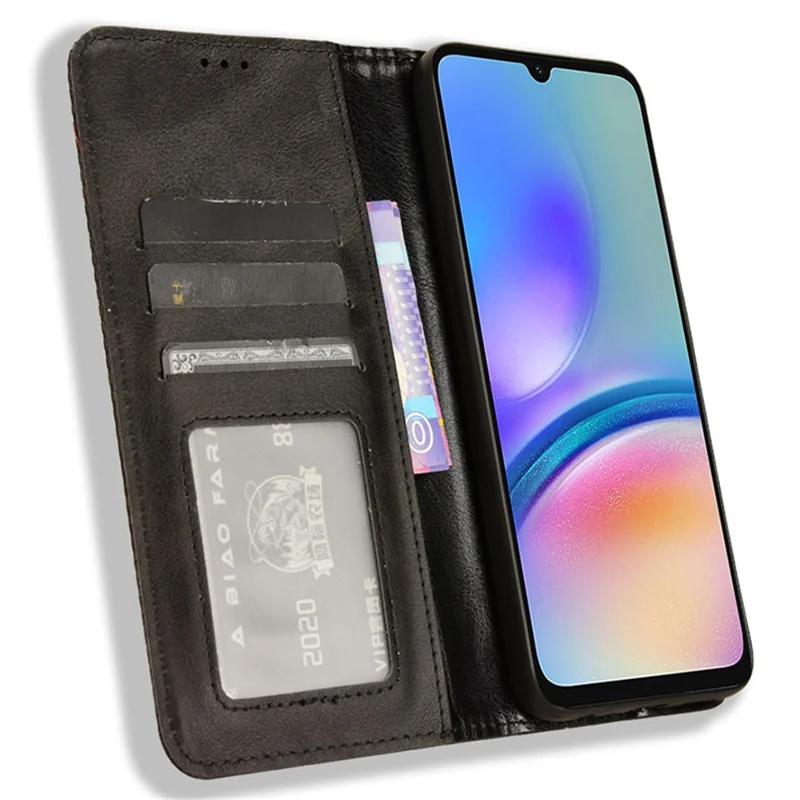 Capa de Telemóvel Carteira em Pele para Samsung Galaxy A05s 4G / M14 4G com Suporte - Preto
