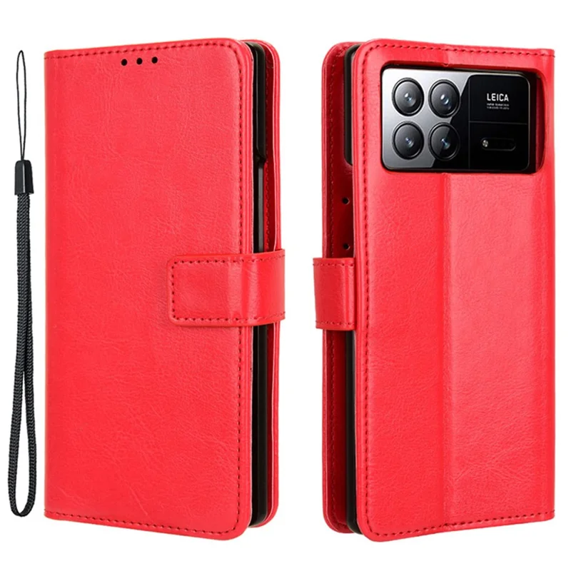 Para Xiaomi Mix Fold 3 5G Capa Carteira de Couro PU Dobrável Capa de Telefone - Vermelho