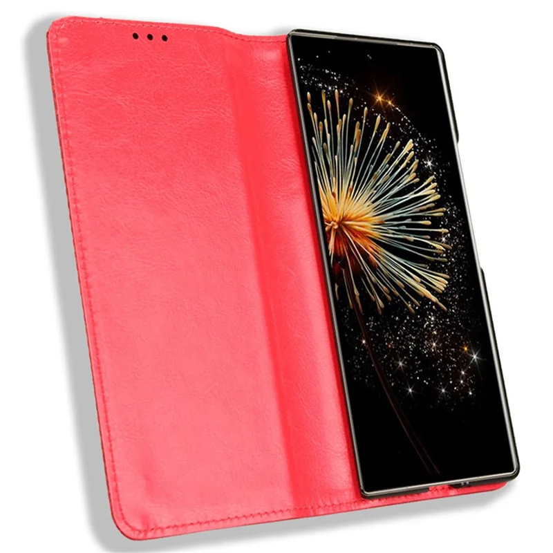 For Xiaomi Mix Fold 3 5G Folding Case Retro PU Leather Stand Phone Cover - Red