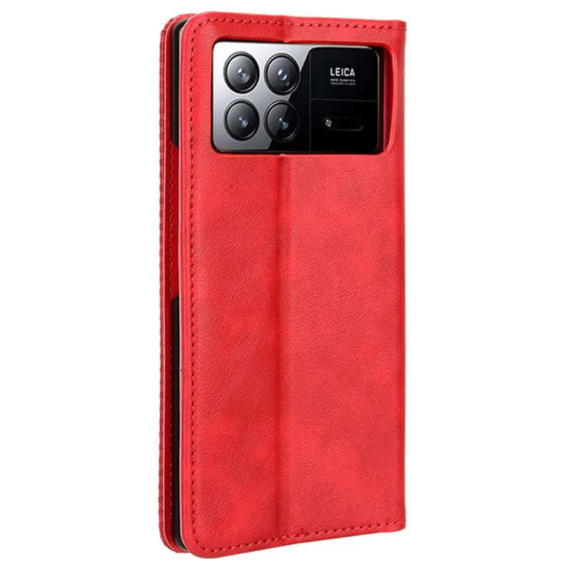 For Xiaomi Mix Fold 3 5G Folding Case Retro PU Leather Stand Phone Cover - Red