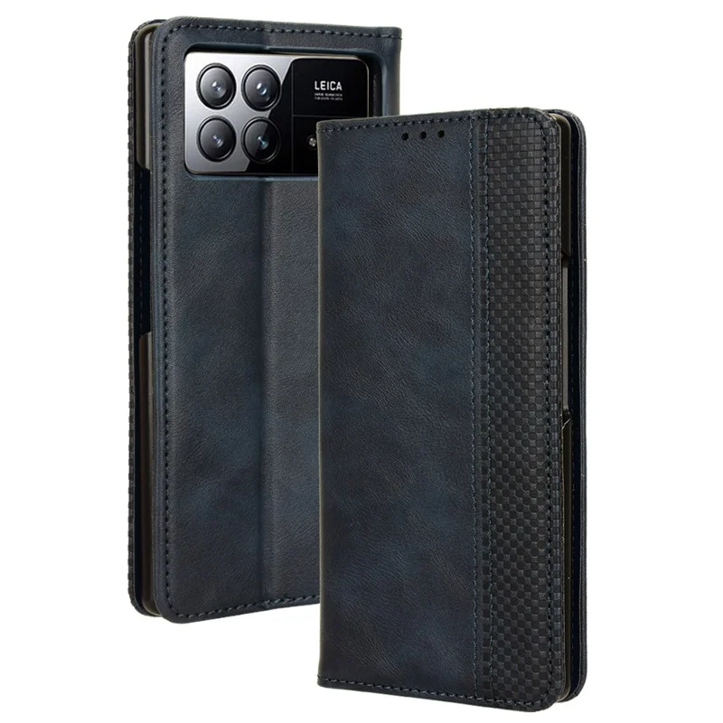 For Xiaomi Mix Fold 3 5G Folding Case Retro PU Leather Stand Phone Cover - Blue