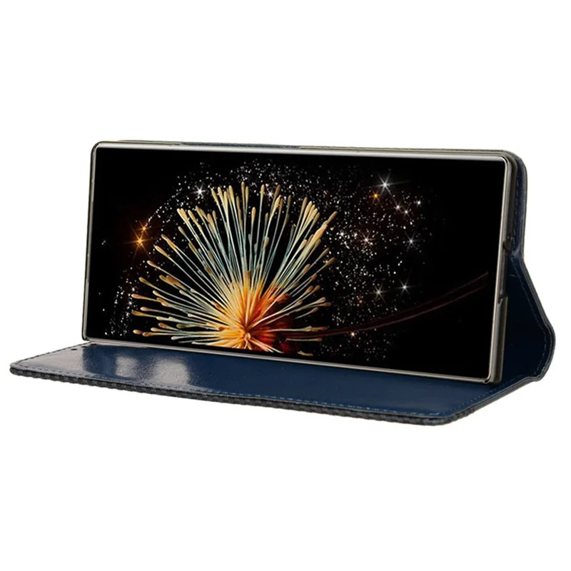For Xiaomi Mix Fold 3 5G Folding Case Retro PU Leather Stand Phone Cover - Blue