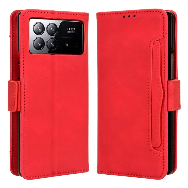 For Xiaomi Mix Fold 3 5G Leather Case Stand Wallet Folding Phone Cover - Red