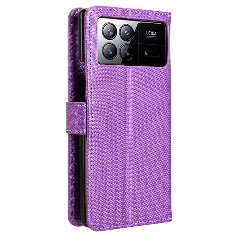 Para Xiaomi Mix Fold 3 5G Funda de Teléfono Textura de Diamante Cuero PU Cubierta con Billetera - Púrpura