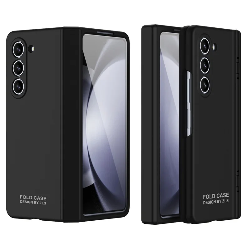 Til Samsung Galaxy Z Fold5 5G Case Modstandsdygtig hærdet PC-telefonbeskyttelse med hærdet glasfilm - Sort