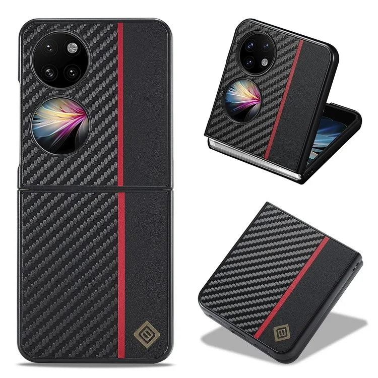 LC.IMEEKE Pour Huawei P50 Pocket Case Texture en fibre de carbone Coque de protection antichoc
