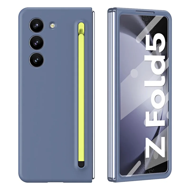 For Samsung Galaxy Z Fold5 5G Case with Stylus / Tempered Glass Film Hard PC Phone Protector - Blue+Green Stylus