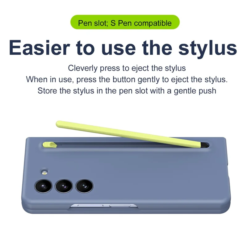 For Samsung Galaxy Z Fold5 5G Case with Stylus / Tempered Glass Film Hard PC Phone Protector - Blue+Green Stylus