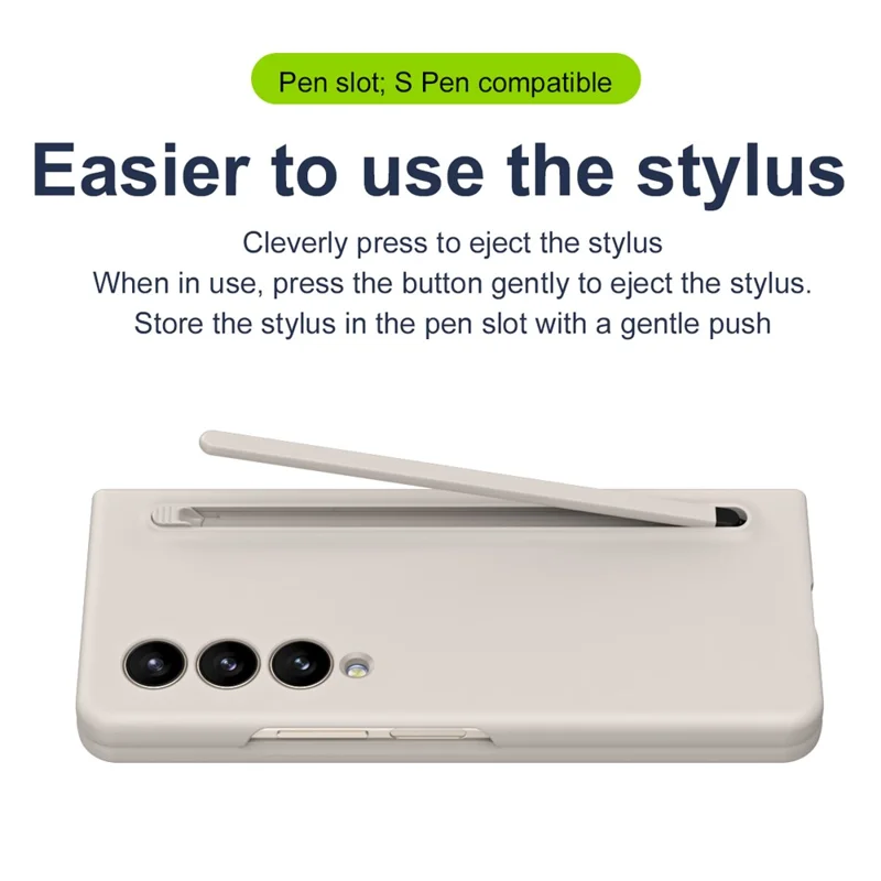 For Samsung Galaxy Z Fold4 5G Case Anti-Drop PC Phone Cover with Stylus / Tempered Glass Film - Light Grey+Grey Stylus
