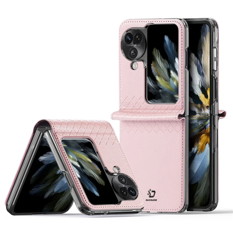 DUX DUCIS Bril Series for Oppo Find N3 Flip 5G Case Anti-Drop PU+PC Phone Cover - Rosa