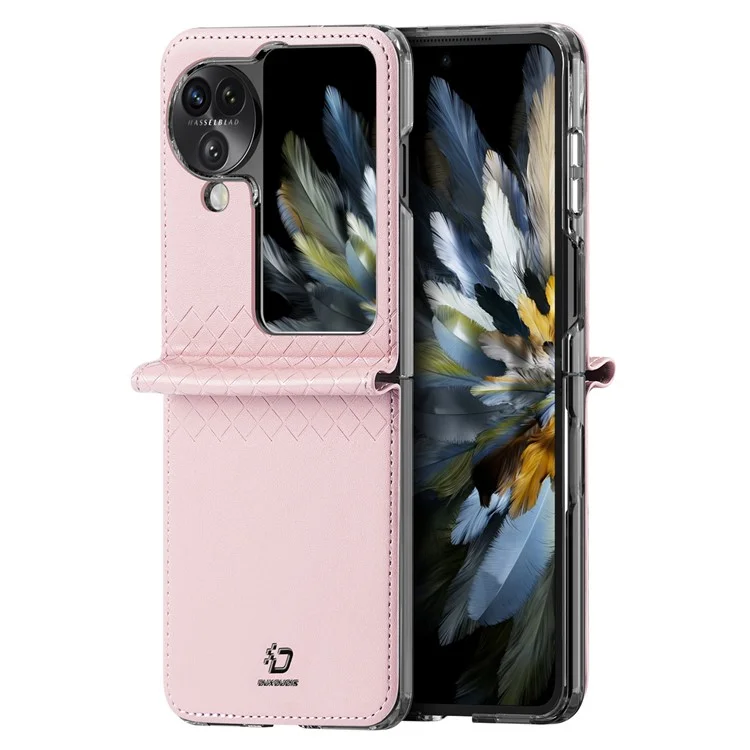 DUX DUCIS Bril Series for Oppo Find N3 Flip 5G Case Anti-Drop PU+PC Phone Cover - Rosa