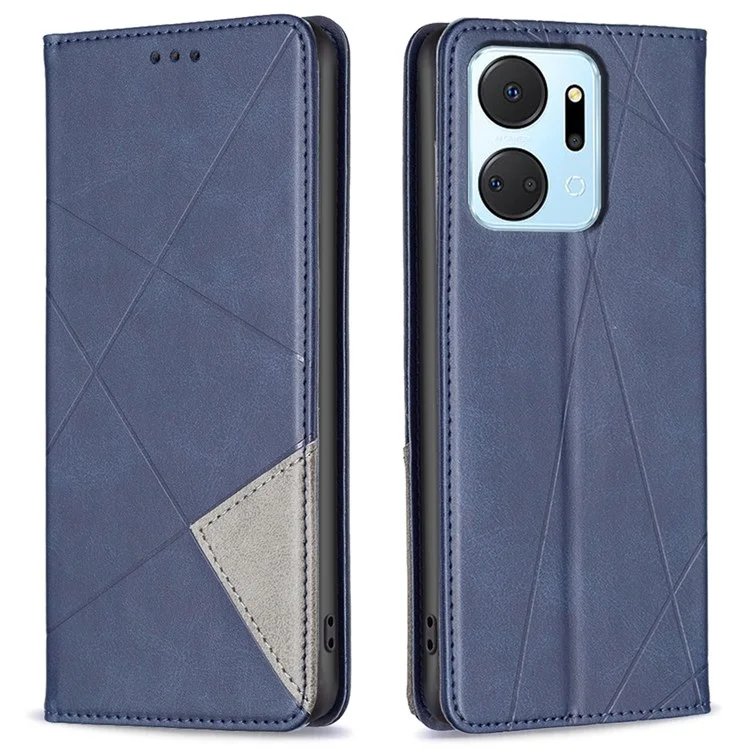 Pour Honor X7a 4G Étui en Cuir PU avec Support et Porte-Cartes - Bleu