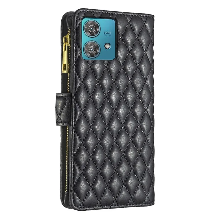 BINFEN COLOR BF Style-15 Für Motorola Edge 40 Neo 5G Hülle Leder Wallet Phone Cover - Schwarz