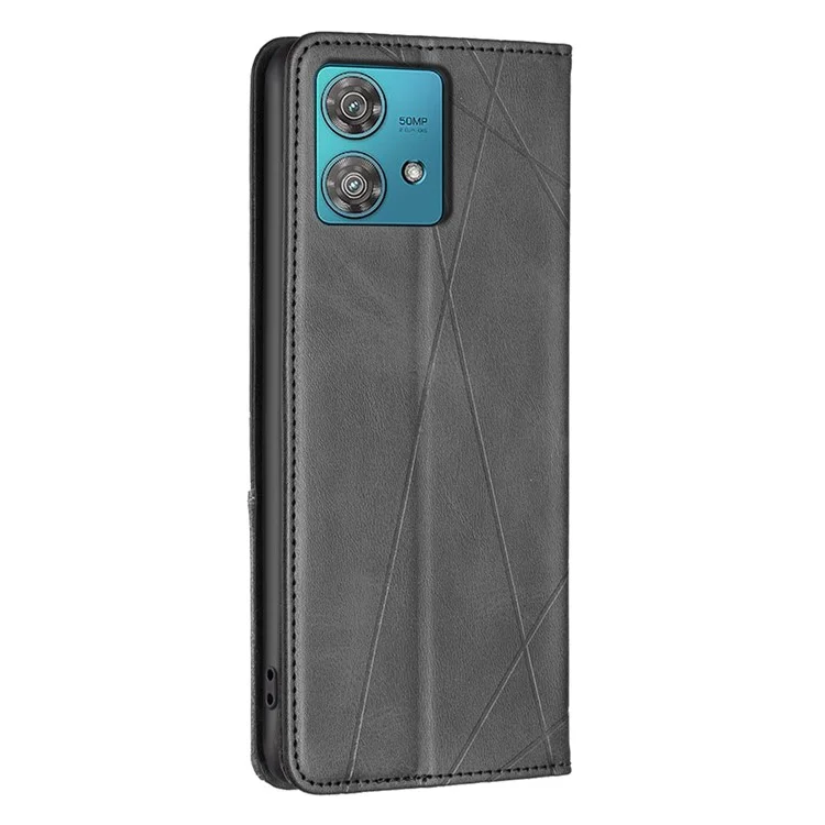 Für Motorola Edge 40 Neo 5G Case PU-Leder Kartensteckplätze Telefonhülle - Schwarz