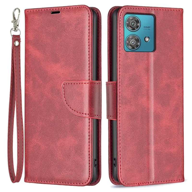 For Motorola Edge 40 Neo 5G Case Anti-Scratch Wallet Stand PU Leather Phone Cover - Red