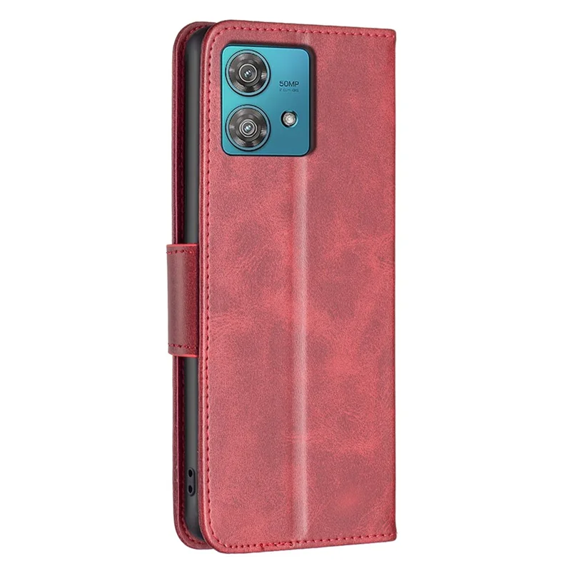 For Motorola Edge 40 Neo 5G Case Anti-Scratch Wallet Stand PU Leather Phone Cover - Red