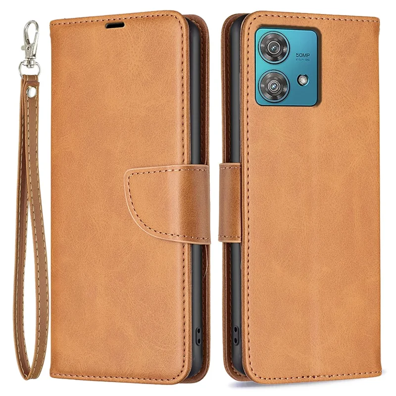 For Motorola Edge 40 Neo 5G Case Anti-Scratch Wallet Stand PU Leather Phone Cover - Yellow
