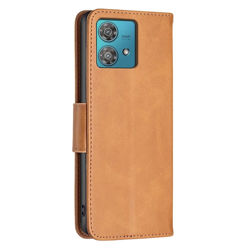 For Motorola Edge 40 Neo 5G Case Anti-Scratch Wallet Stand PU Leather Phone Cover - Yellow