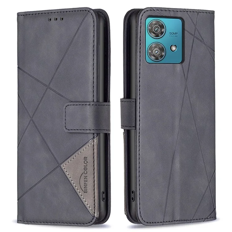 BINFEN COLOR BF05 Per Motorola Edge 40 Neo 5G Cover Custodia in Pelle PU Wallet Phone - Nero
