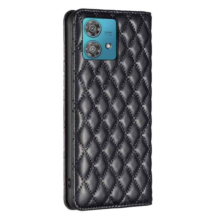 BINFEN COLOR BF Style-16 für Motorola Edge 40 Neo 5G Hülle Ständer Kartenfach Handyhülle - Schwarz