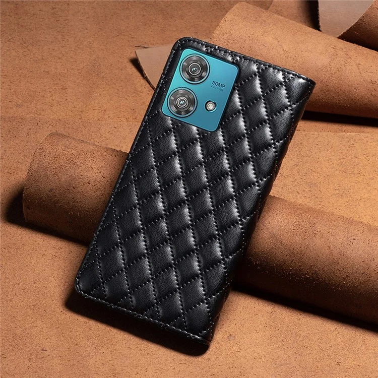 BINFEN COLOR BF Style-16 für Motorola Edge 40 Neo 5G Hülle Ständer Kartenfach Handyhülle - Schwarz