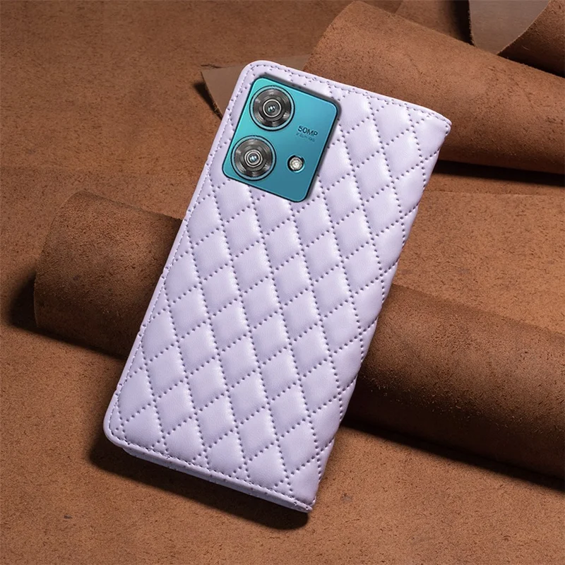 BINFEN COLOR BF Style-16 Para Motorola Edge 40 Neo 5G Case Stand Porta-Cartão Capa de Telefone - Roxo