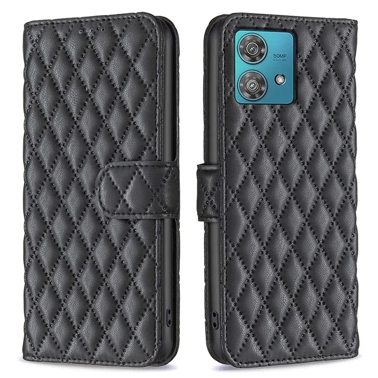 BINFEN COLOR BF Style-14 per Motorola Edge 40 Neo 5G Custodia in pelle Wallet Cover per telefono - Nero