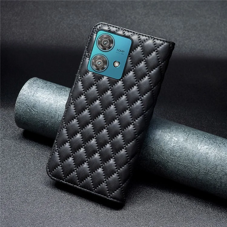 BINFEN COLOR BF Style-14 per Motorola Edge 40 Neo 5G Custodia in pelle Wallet Cover per telefono - Nero