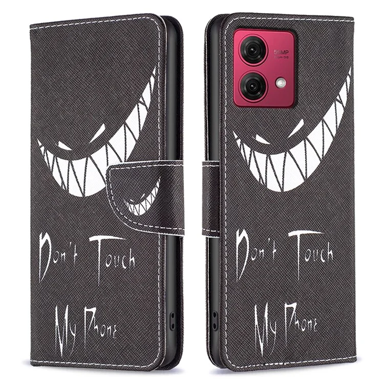 For Motorola Moto G84 5G Leather Case Stand Phone Wallet Cover - Don't Touch My Phone