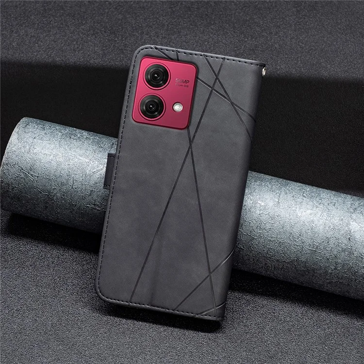 BINFEN COLOR BF05 para el estuche de teléfono Motorola Moto G84 5G, cubierta de cartera, protección a prueba de golpes de cuero PU - Negro