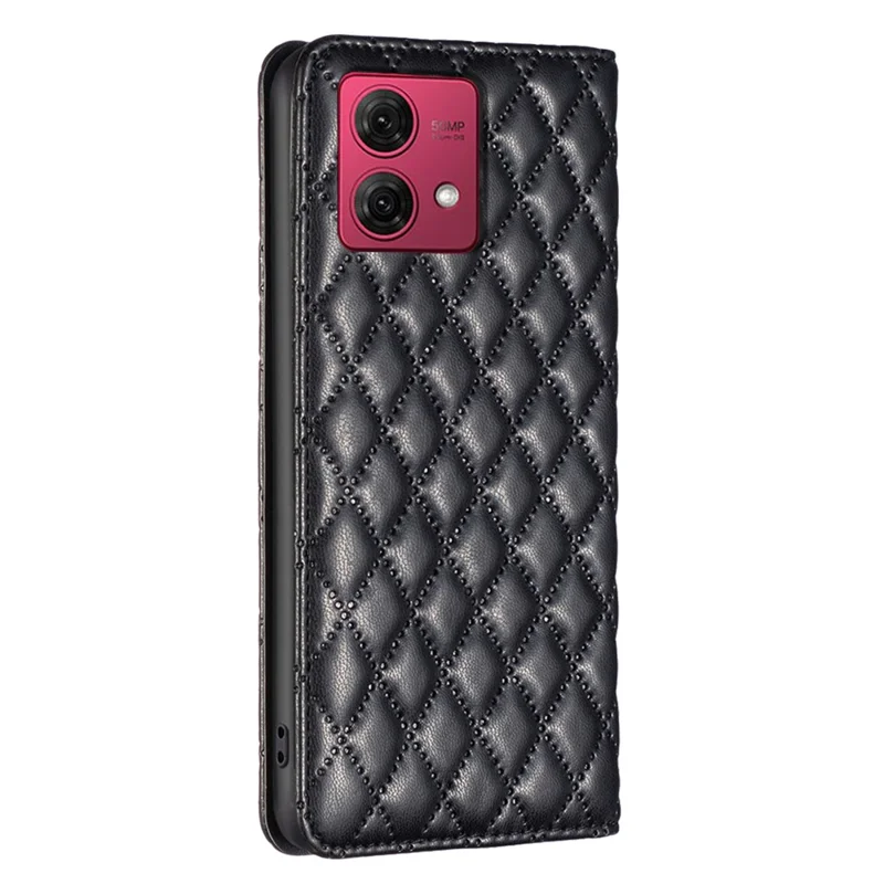 BINFEN COLOR BF Style-16 For Motorola Moto G84 5G Case Card Holder Phone Leather Cover - Black
