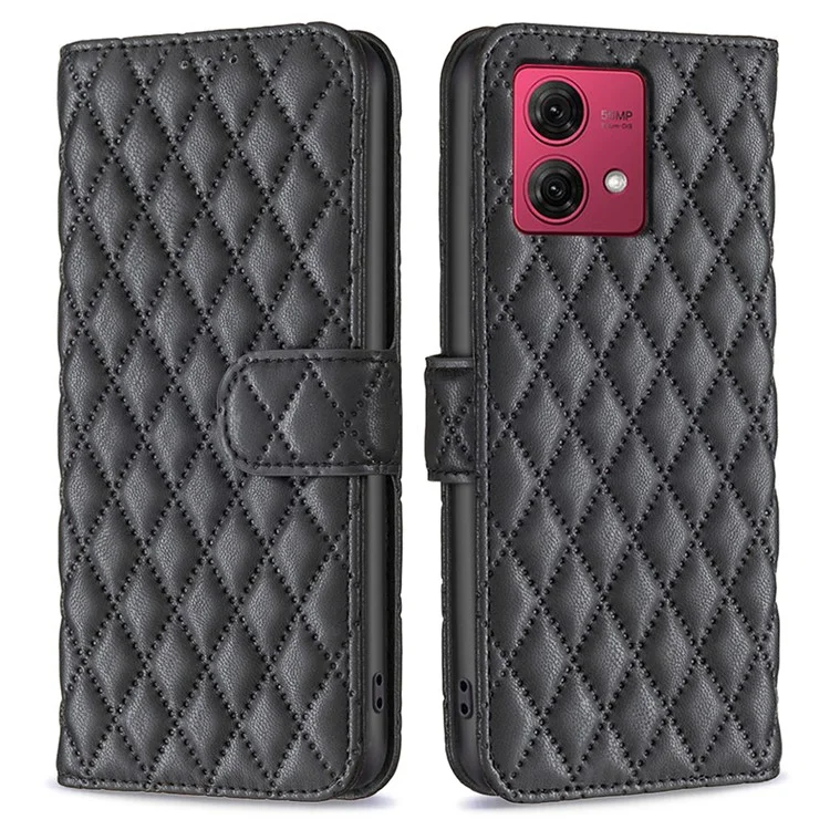BINFEN COLOR BF Style-14 Per Motorola Moto G84 5G Case Portafoglio in Pelle Stampata - Nero