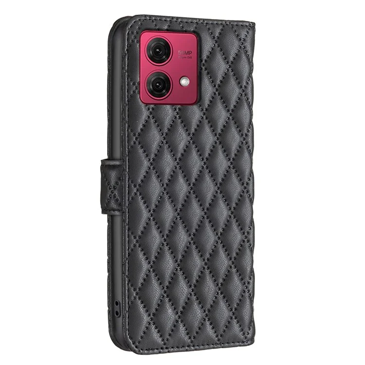 BINFEN COLOR BF Style-14 Per Motorola Moto G84 5G Case Portafoglio in Pelle Stampata - Nero
