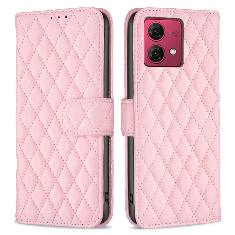 BINFEN COLOR BF Style-14 For Motorola Moto G84 5G Case Wallet Imprinted Leather Cover - Pink