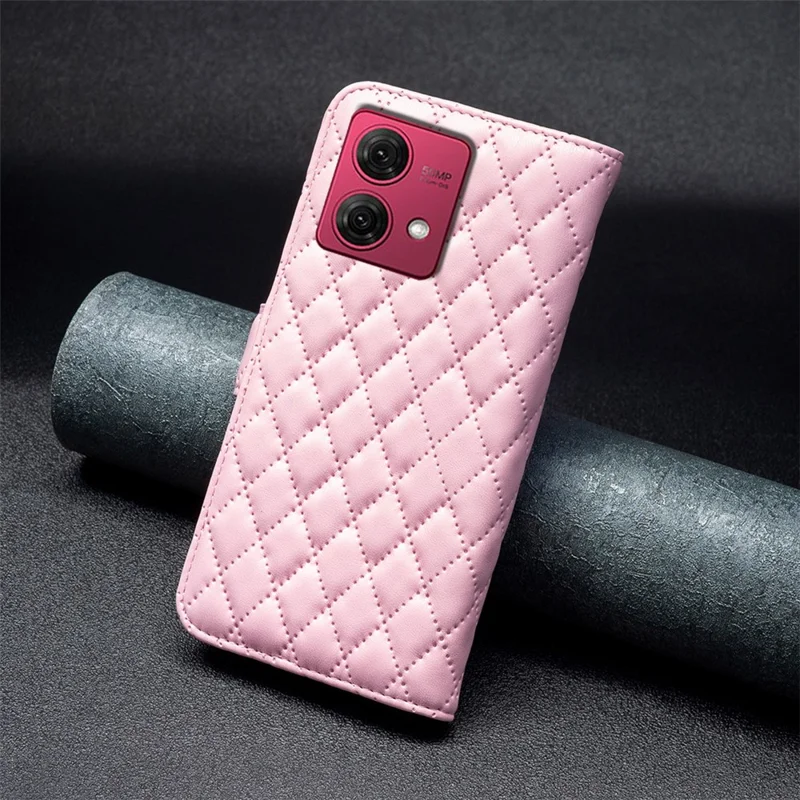 BINFEN COLOR BF Style-14 For Motorola Moto G84 5G Case Wallet Imprinted Leather Cover - Pink