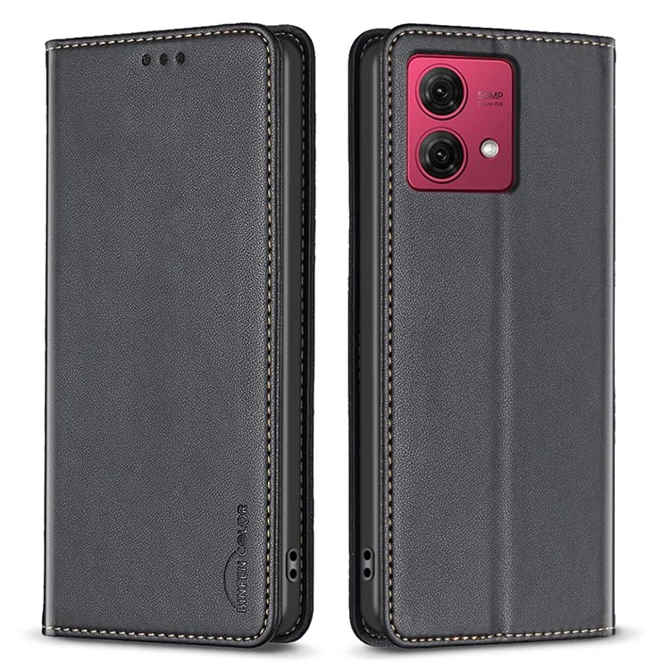 BINFEN COLOR BF18 Per Motorola Moto G84 5G Custodia in pelle PU Alloggiamenti per schede Custodia per telefono - Nero